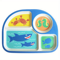 Cartoon Bamboo Fiber Animal Printed Dinner Plate Feeding Pan Tableware