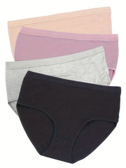4 Pack Plus Size Basic Underwear Set Women's Plus Medium Stretch