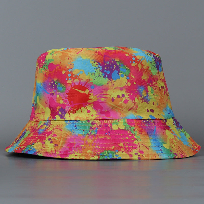 Colorful Graffiti Reversible Bucket Hat Ink Print Fisherman Cap