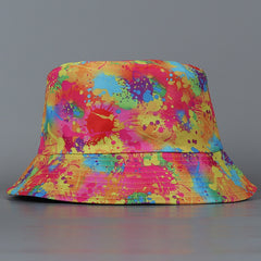 Colorful Graffiti Reversible Bucket Hat Ink Print Fisherman Cap