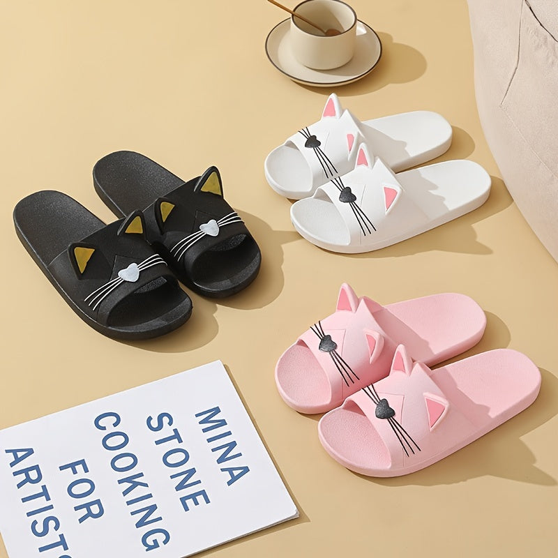 Cartoon Cat Slides Slippers PVC Lightweight Non Slip Floor Shoes Indoor Outdoor