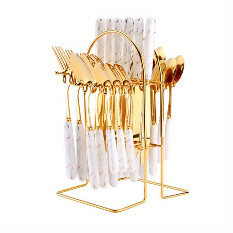 24 pcs Flatware Set for 6 Sturdy Durable Silverware Entertaining Everyday Use
