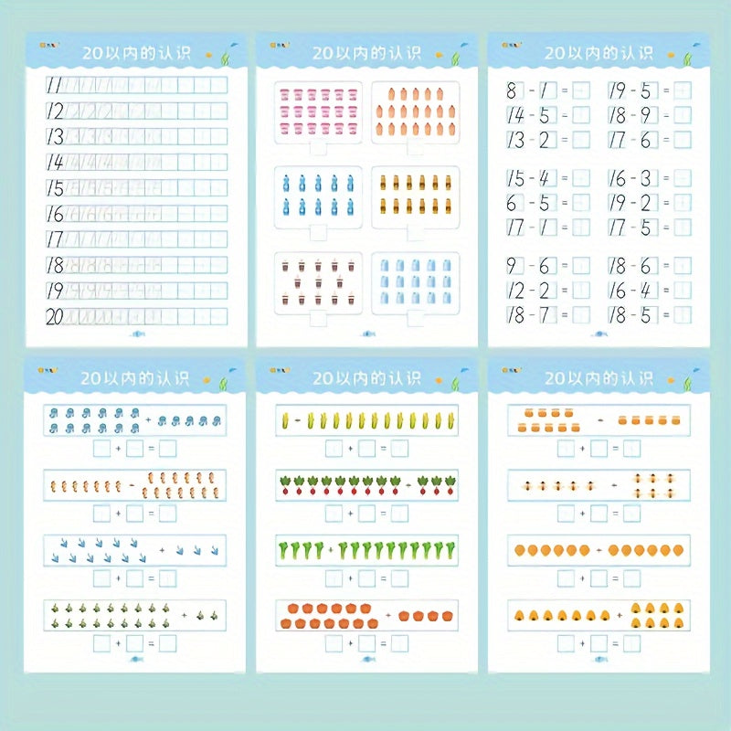 Math Exercise Books Set: Numbers 1-10 Addition/Subtraction Within 20