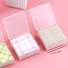 200pcs Plaid Sticky Notes Striped Book Style Non Sticky