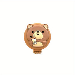 Portable Bear Decor Hairbrush Mirror Kit Airbag Massage Comb