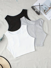 Crop Tank Top 3 Packs Solid Tank Top For Summer Women's Clothing
