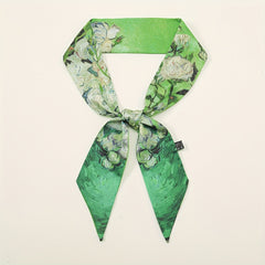 Skinny Scarf Oil Painting Print Long Ribbon Neckerchief Women Casual Necktie