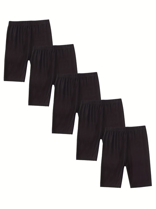 5pcs Girls' Modal Basic Bike Shorts for Kids Stretch Slim Fit