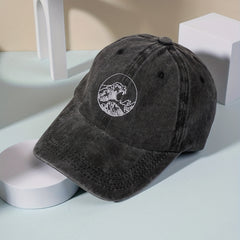 Wave Embroidery Baseball Cap Vintage Washed Distressed Dad Hat