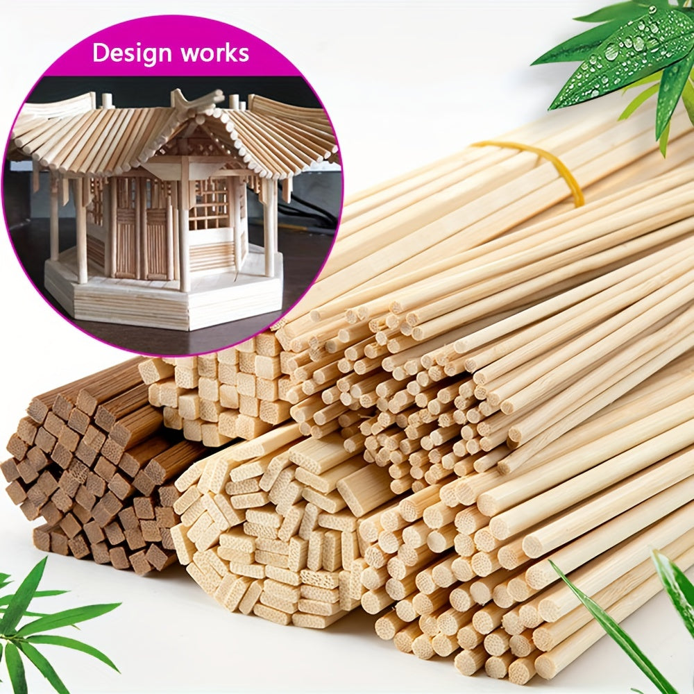 50pcs Bamboo and Wood Stick Set DIY Building Material Construction Hard Texture