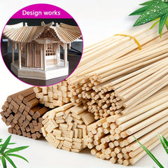 50pcs Bamboo and Wood Stick Set DIY Building Material Construction Hard Texture