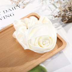 Solid Rose Silk Scrunchie Ponytail Holder Hair Band