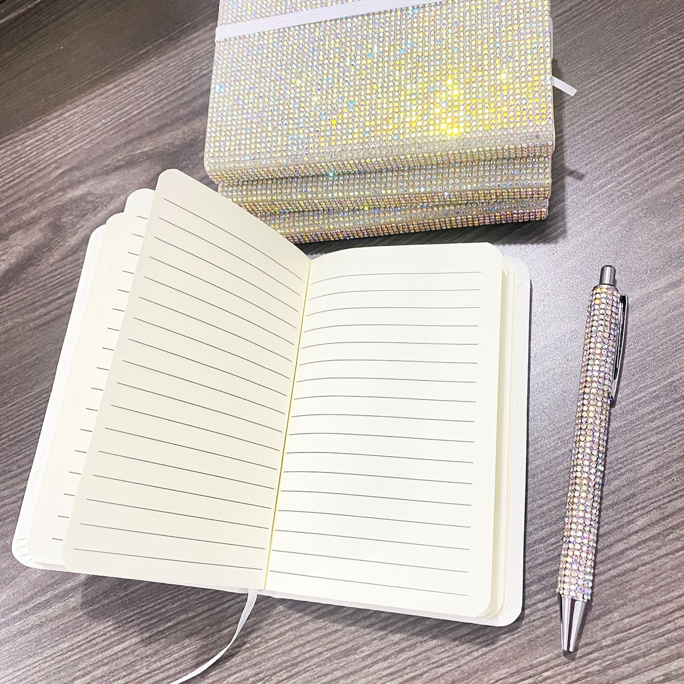 Diamond-Studded Business Notebook Set