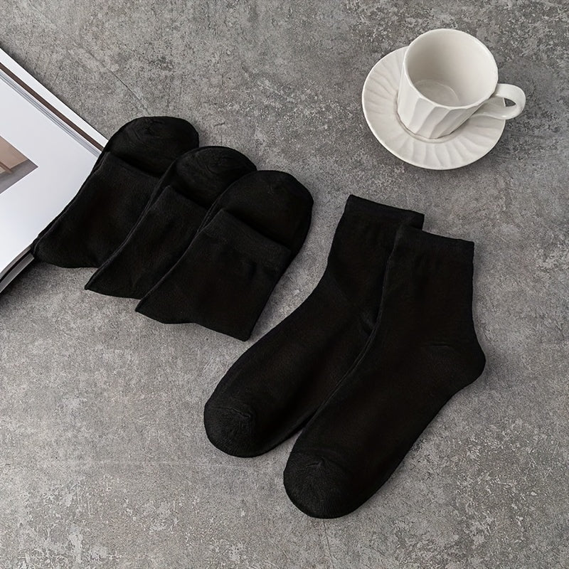 5 Pairs Solid Socks Comfy & Breathable All match Socks Women's Stockings