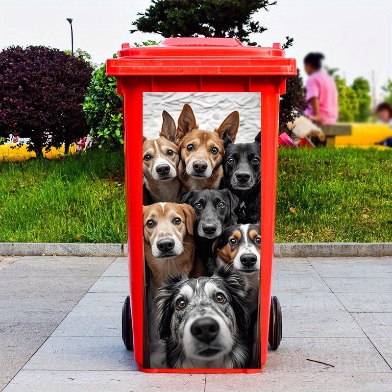 Dog Group Trash Can Stickers PVC Wall Decals Water Resistant