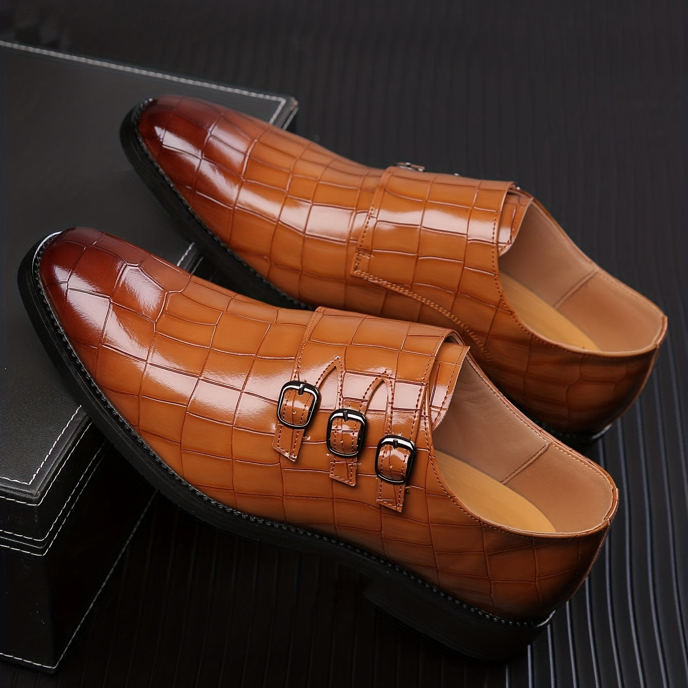Men's Plaid Print Slip On Casual Dress Shoes