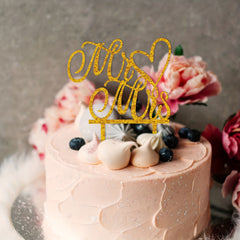 Golden Glitter Cake Topper for Engagement Party Decor