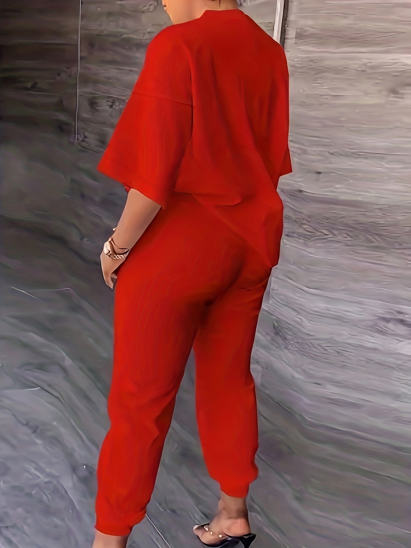Casual Two Piece Set Crew Neck Tops & Jogger Pants Outfits Women's Clothing