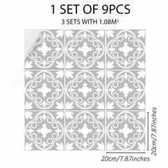 Peel Stick Floor Tile Moroccan Gray Mosaic Look Waterproof PVC Tile Sticker