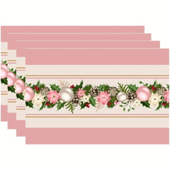 4pcs Christmas Placemat Colorful Plaid Heat Insulation Pad