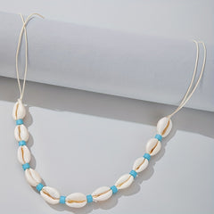 Shell Beaded Waist Chain Elastic Braided Waistband