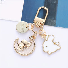 Cartoon Moon Rabbit Keychain For Girls Women Bunny Bag Pendant