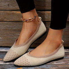 Women's Knitted Ballet Flats Soft Sole Slip On Shoes