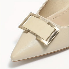 Women's Pointed Toe Court Pumps Buckle Slip On Heels Office Dress Shoes