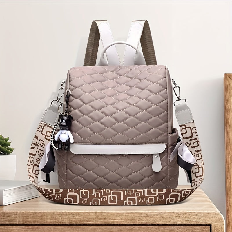 Quilted Anti Theft Large Capacity Preppy Backpack