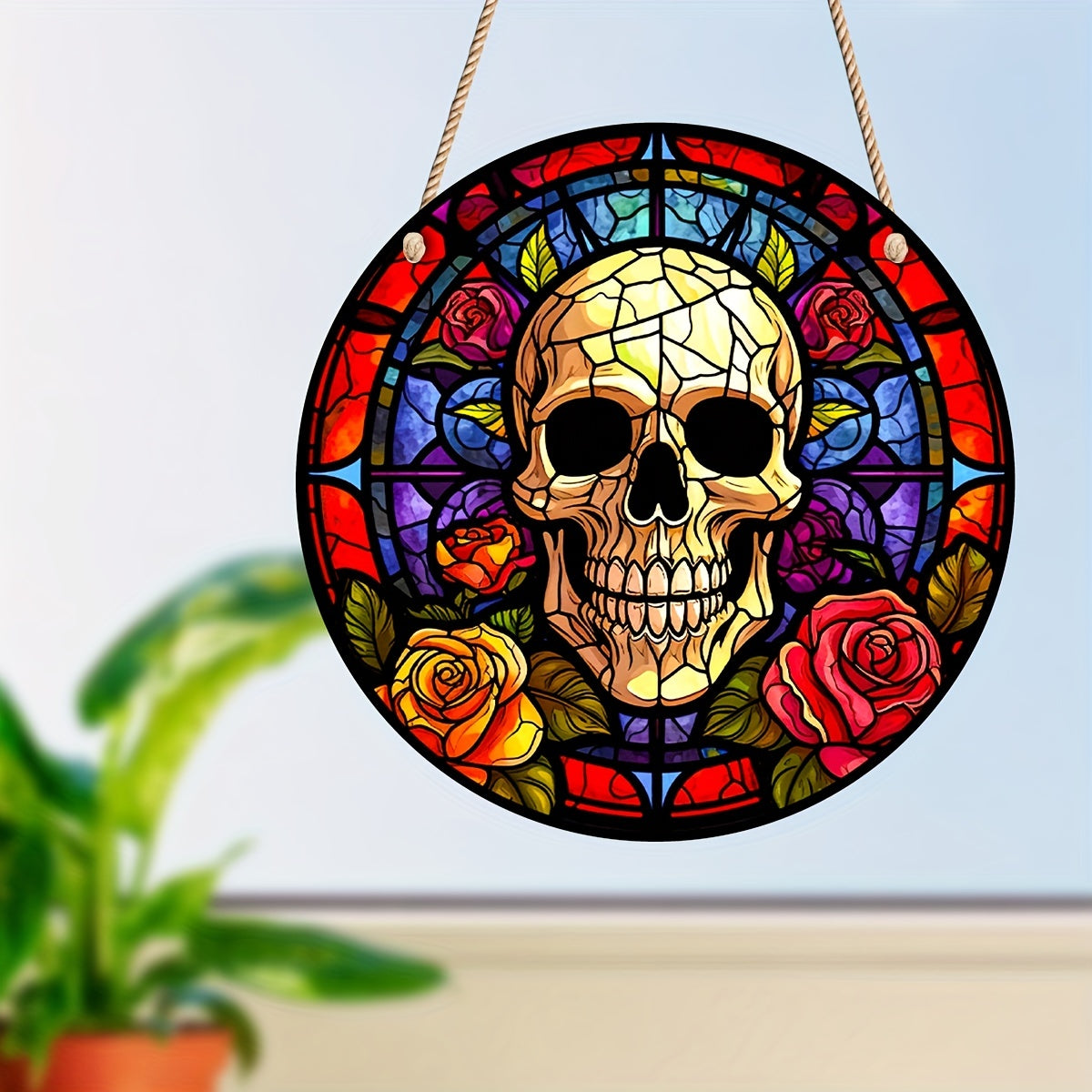 Skull Suncatcher Halloween Decor