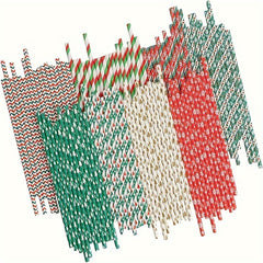 80pcs Christmas Paper Straws Decorative Straws Christmas Party Supplies