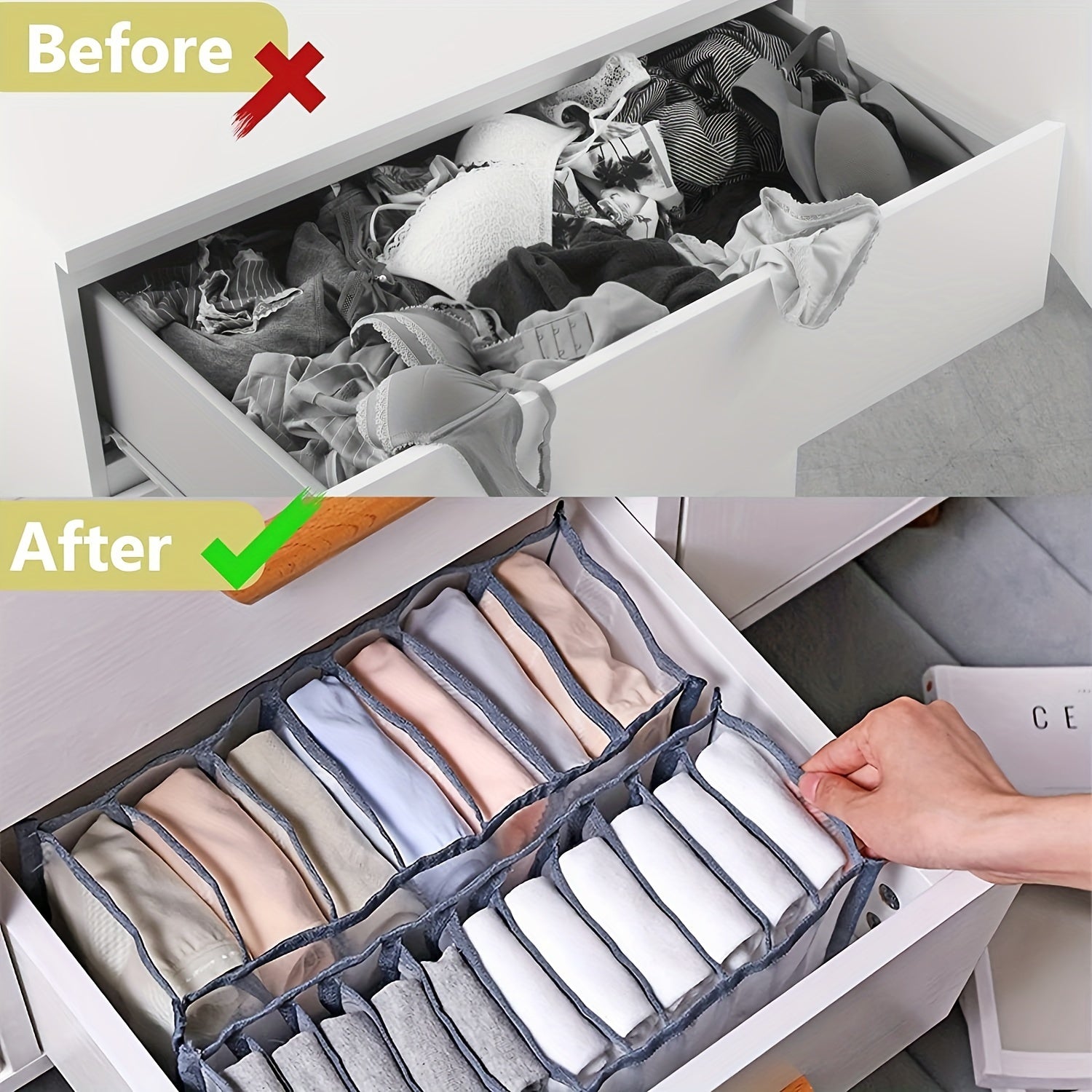 Grid Socks Drawer Storage Box Underwear Storage Drawer Basket