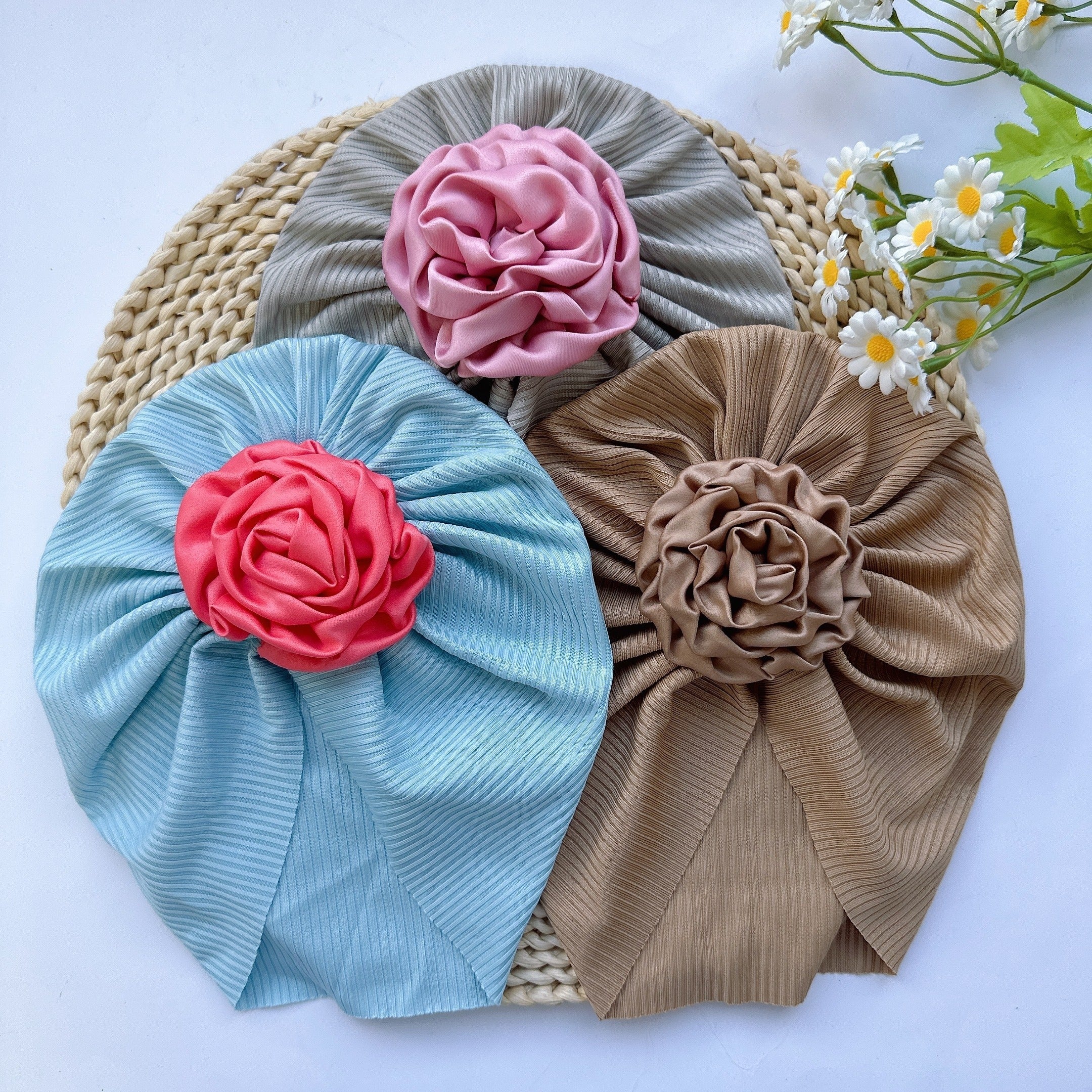 Soft Elastic Strip Flower Baby Hat For Girl