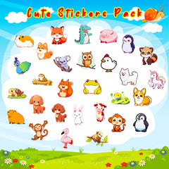 50pcs Colorful Small Animal Stickers Vinyl Waterproof Stickers