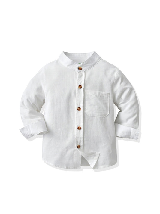 Boys' Stand Collar Long Sleeve Shirt