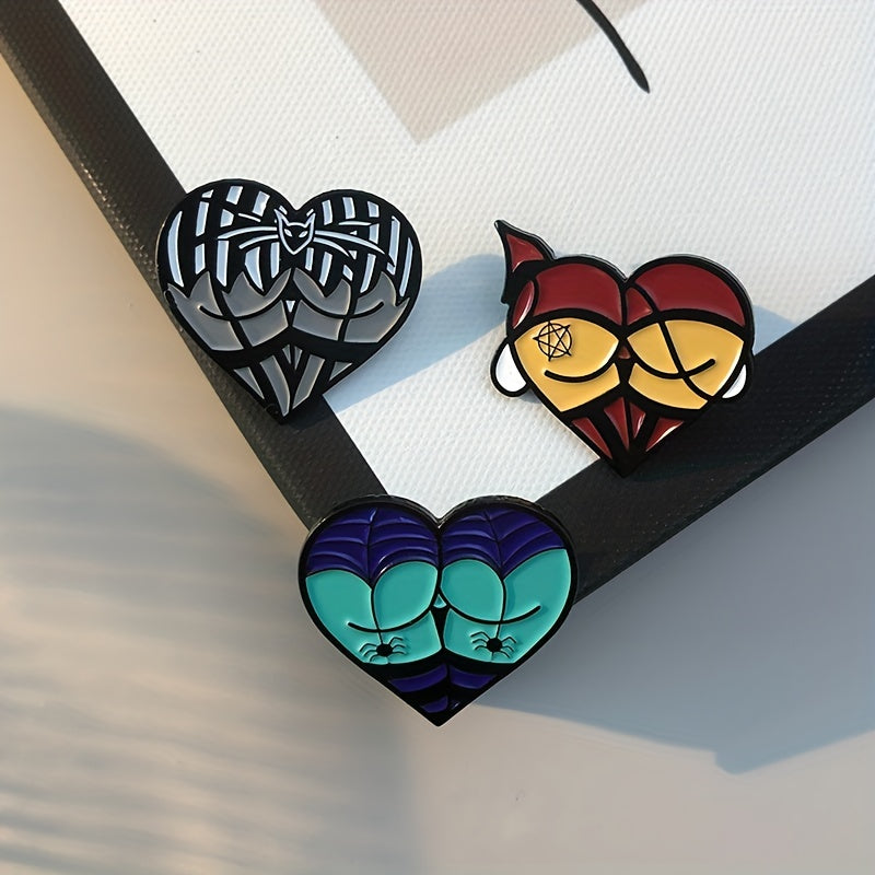 Halloween Sexy Butts Enamel Pins Heart Shaped Costume Brooches