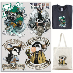 4pcs Handsome Panda Iron Stickers for DIY Outfit Decoration