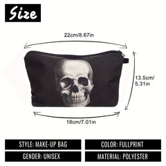 Skull Print Storage Bag Zipper Makeup Pouch Cosmetic Organizer