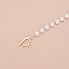 Faux Pearl Waist Chain Belt Floral Decor Sweater Stiletto Belt