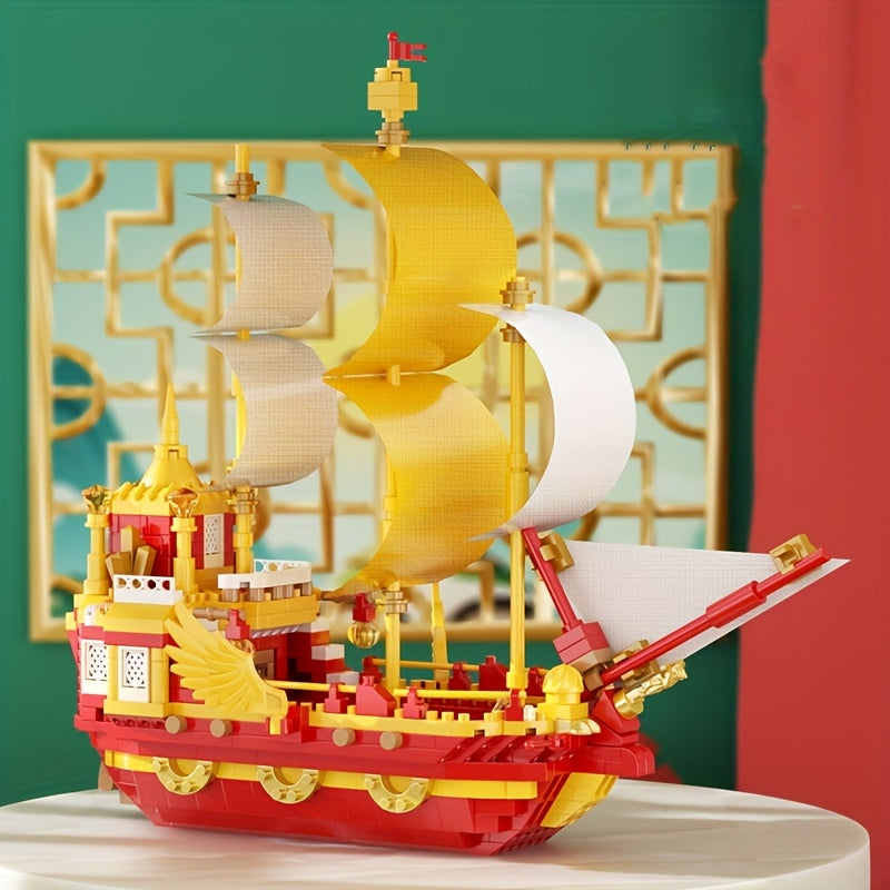 Small Particle Building Blocks Dragon and Phoenix Peacock Sailboat Luck Ornament