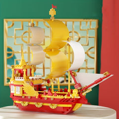 Small Particle Building Blocks Dragon and Phoenix Peacock Sailboat Luck Ornament
