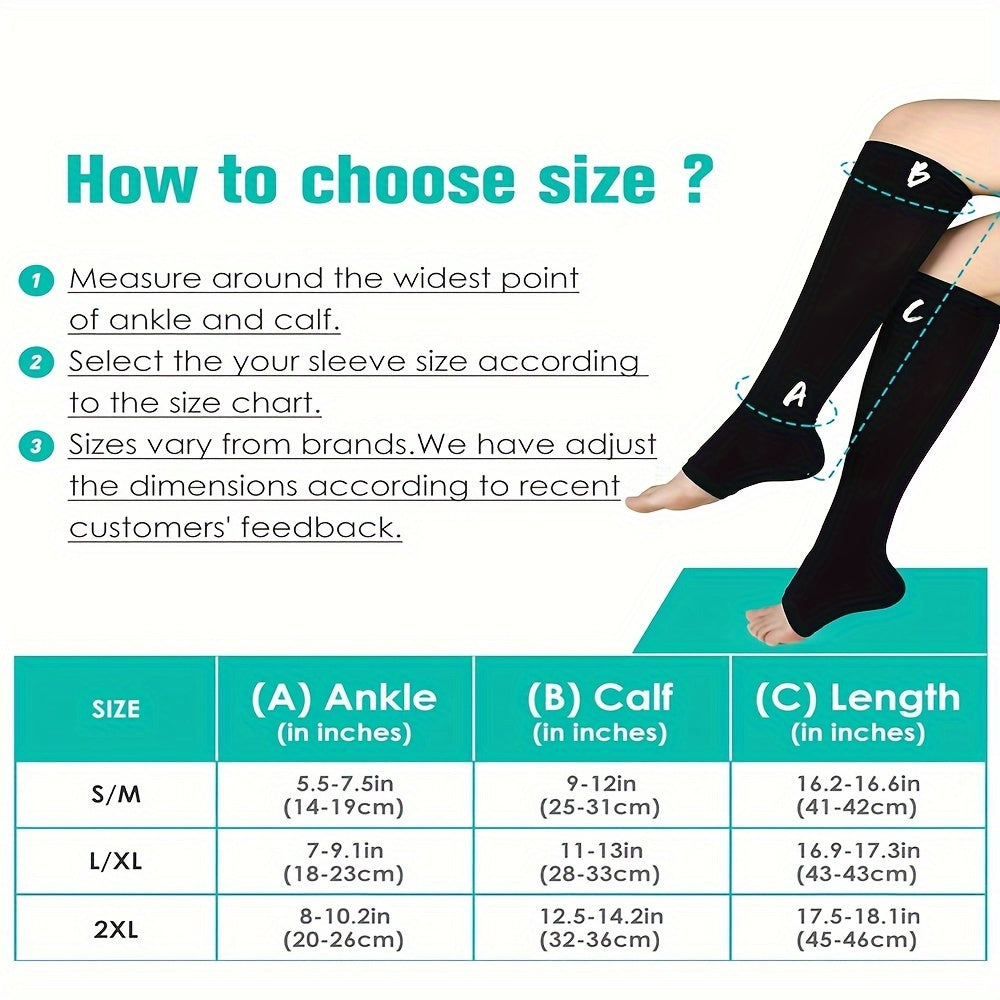2 Pairs Open Toe Compression Socks for Women and Men