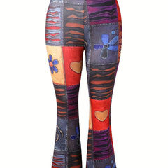  Pants Women's Plus Patchwork Flared Leg Trousers