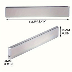 2 Packs Neodymium Magnets 60x10x3mm With Double Sided Adhesive