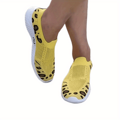 Leopard Print Sock Shoes Breathable Low Top Casual Walking Shoes