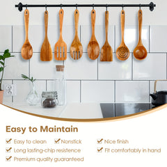 8 Pack Wooden Spoons for Cooking Nonstick Kitchen Utensil Set