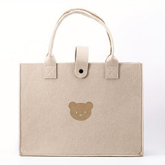 Little Bear Tote Bags Portable Shopping Felt Tote Bag Solid Handbags