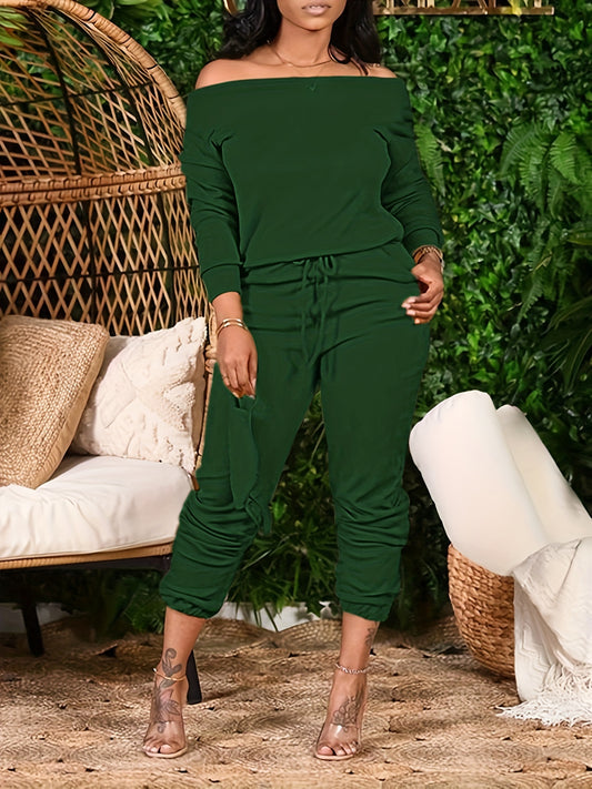 Women's Plus Off Shoulder Top & Jogger Pants Set