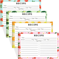 72pcs Double Sided Recipe Cards 4x6, Fruit Pattern