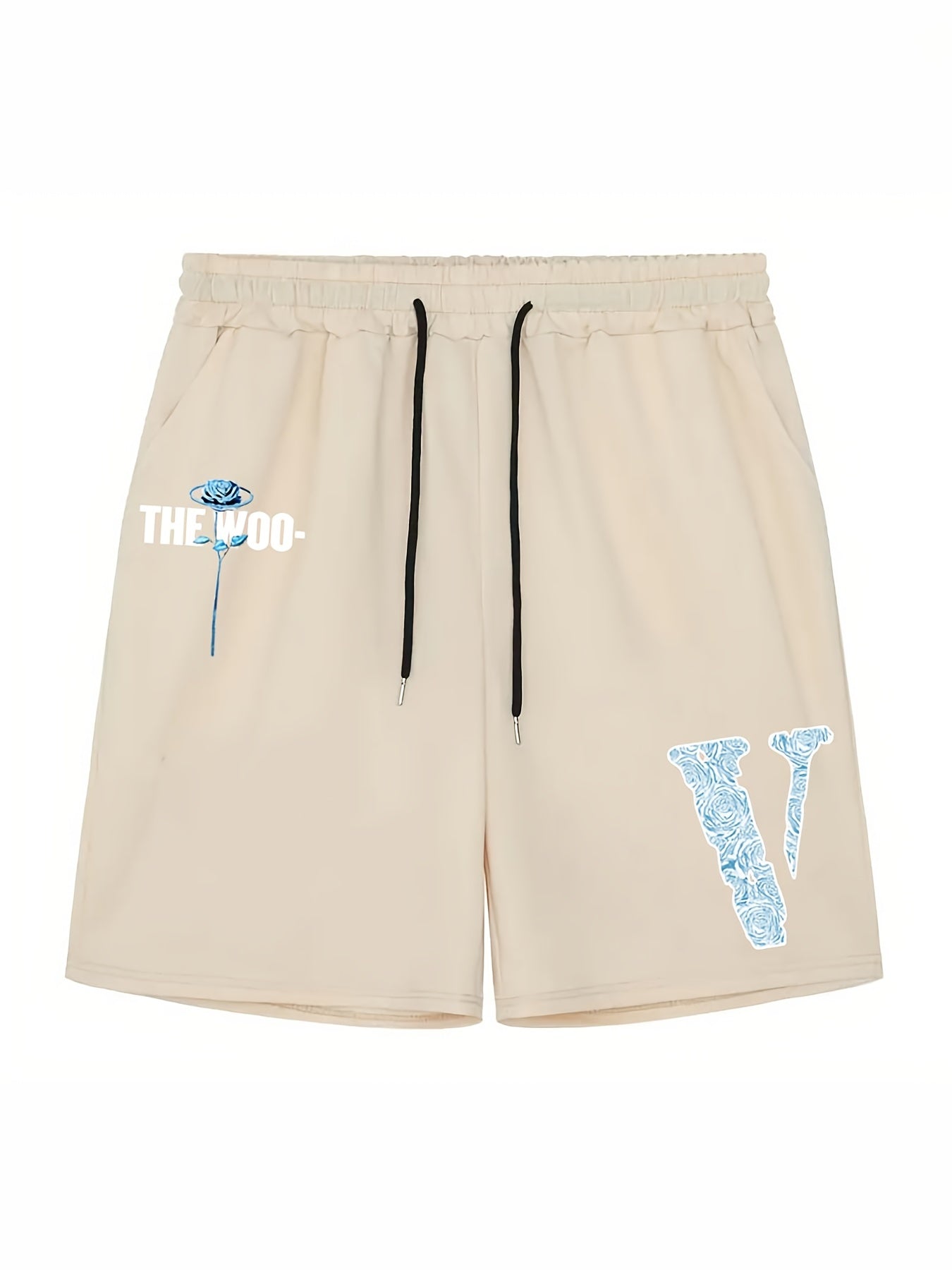 Men's Casual Sports Loose THE WOO Rose Graphic Shorts